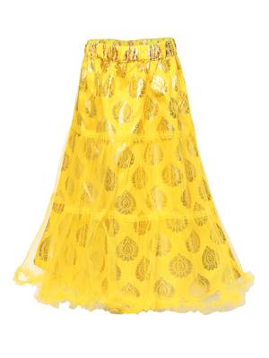 Yellow Printed Net Stitched Lehenga 4