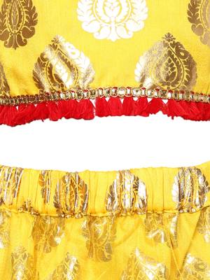 Yellow Printed Net Stitched Lehenga 5