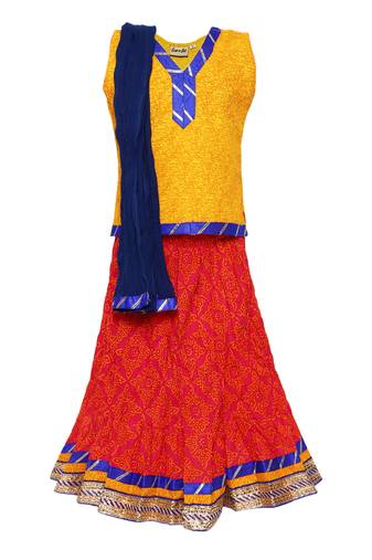 Blue Printed Cotton Stitched Lehenga