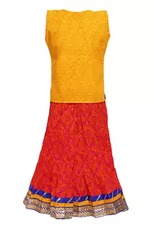 Blue Printed Cotton Stitched Lehenga