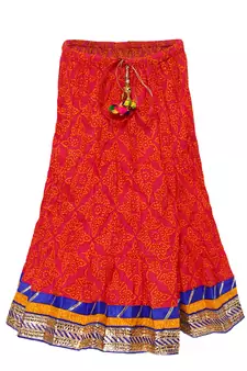 Blue Printed Cotton Stitched Lehenga