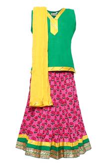 Pink Printed Cotton Stitched Lehenga