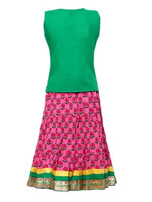 Pink Printed Cotton Stitched Lehenga 2