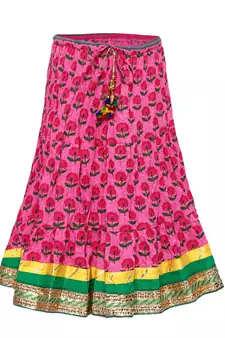 Pink Printed Cotton Stitched Lehenga