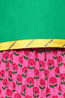 Pink Printed Cotton Stitched Lehenga