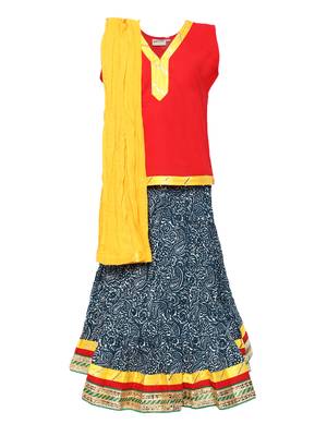Blue Printed Cotton Stitched Lehenga 1