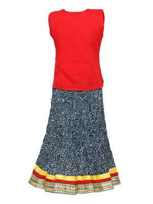 Blue Printed Cotton Stitched Lehenga 2