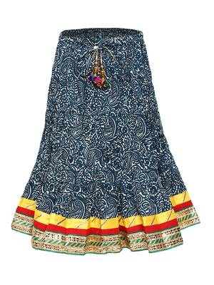 Blue Printed Cotton Stitched Lehenga 4