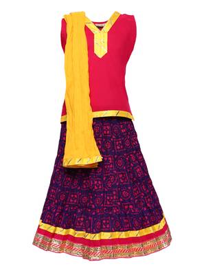 Purple Printed Cotton Stitched Lehenga 1
