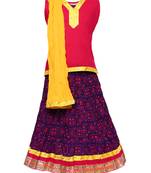 Purple Printed Cotton Stitched Lehenga
