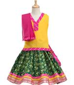 Green Printed Cotton Stitched Lehenga