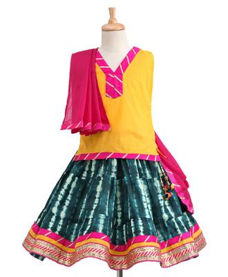 Blue Printed Cotton Stitched Lehenga 1