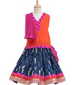 Blue Printed Cotton Stitched Lehenga