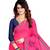 Pink embroidered chiffon saree with blouse