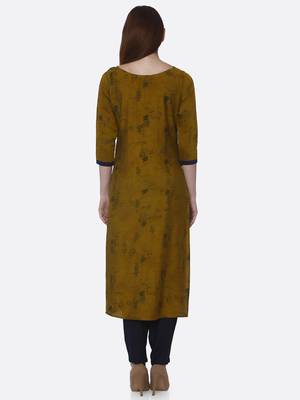 Mustard printed viscose kurtas-and-kurtis 2