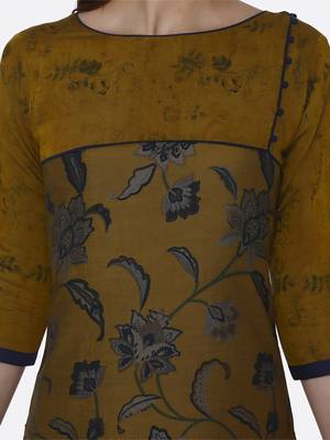 Mustard printed viscose kurtas-and-kurtis 5