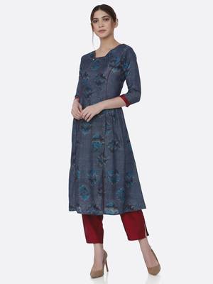 Blue printed viscose kurtas-and-kurtis 1