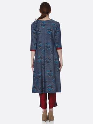 Blue printed viscose kurtas-and-kurtis 2