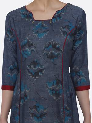 Blue printed viscose kurtas-and-kurtis 5