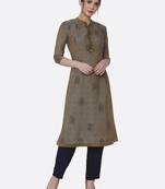 Gold printed viscose kurtas-and-kurtis