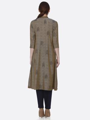 Gold printed viscose kurtas-and-kurtis 2