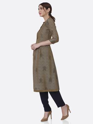 Gold printed viscose kurtas-and-kurtis 3