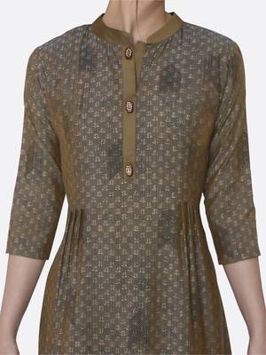 Gold printed viscose kurtas-and-kurtis 5