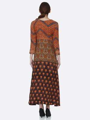 Orange printed rayon kurtas-and-kurtis 2