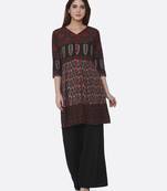 Black printed rayon kurtas-and-kurtis