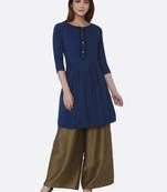 Blue printed rayon kurtas-and-kurtis