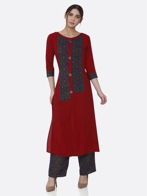 Red printed rayon kurtas-and-kurtis 1