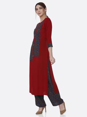 Red printed rayon kurtas-and-kurtis 3