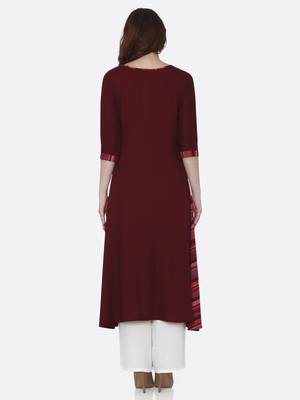 Maroon printed rayon kurtas-and-kurtis 2