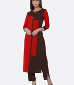 Red printed rayon kurtas-and-kurtis