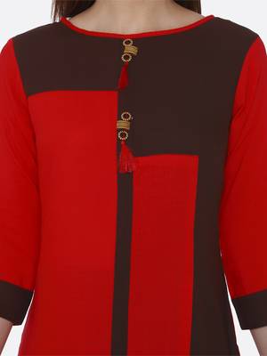 Red printed rayon kurtas-and-kurtis 5