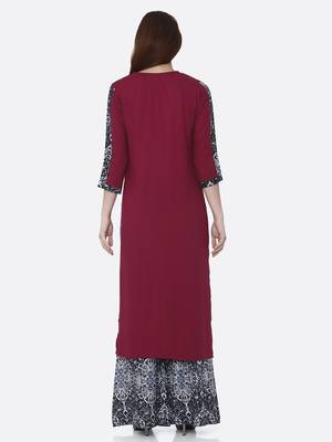 Maroon printed rayon kurtas-and-kurtis 2
