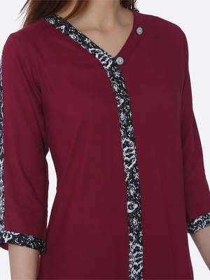 Maroon printed rayon kurtas-and-kurtis 5