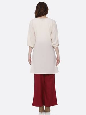 Peach plain polyester kurtas-and-kurtis 2