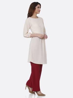 Peach plain polyester kurtas-and-kurtis 3