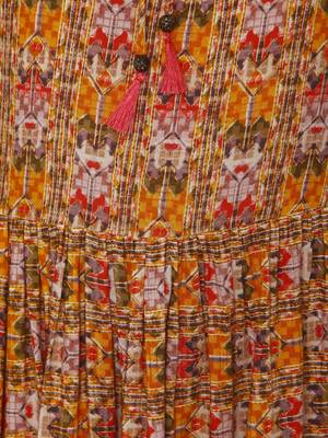 Yellow printed rayon kurtas-and-kurtis 4