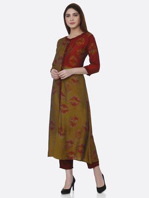 Gold printed viscose kurtas-and-kurtis 1