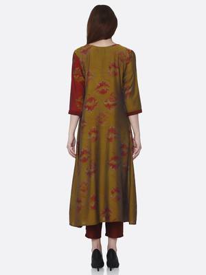 Gold printed viscose kurtas-and-kurtis 2