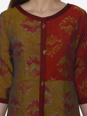Gold printed viscose kurtas-and-kurtis 5