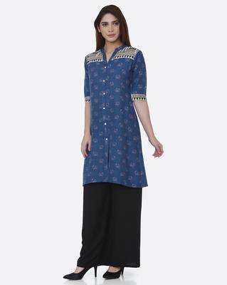 Blue printed rayon kurtas-and-kurtis 1