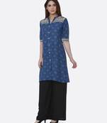 Blue printed rayon kurtas-and-kurtis