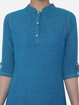 Blue plain rayon kurtas-and-kurtis 5