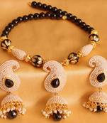 Gorgeous Black Peral Mango Jhumka Pendant Necklace Set