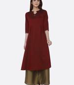 Maroon plain polyester kurtas-and-kurtis