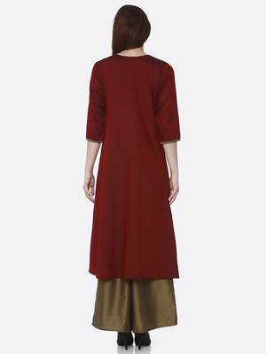 Maroon plain polyester kurtas-and-kurtis 2