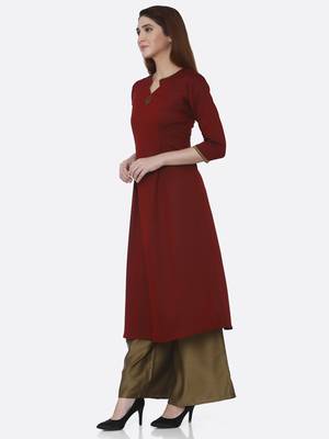 Maroon plain polyester kurtas-and-kurtis 3